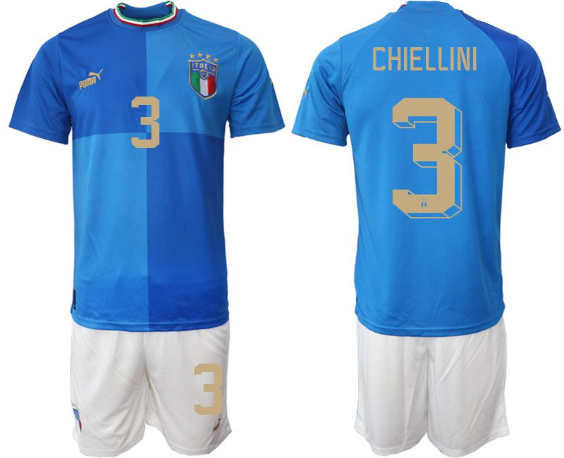 Men 2022 World Cup National Team Italy home blue #3 Soccer Jerseys->france jersey->Soccer Country Jersey